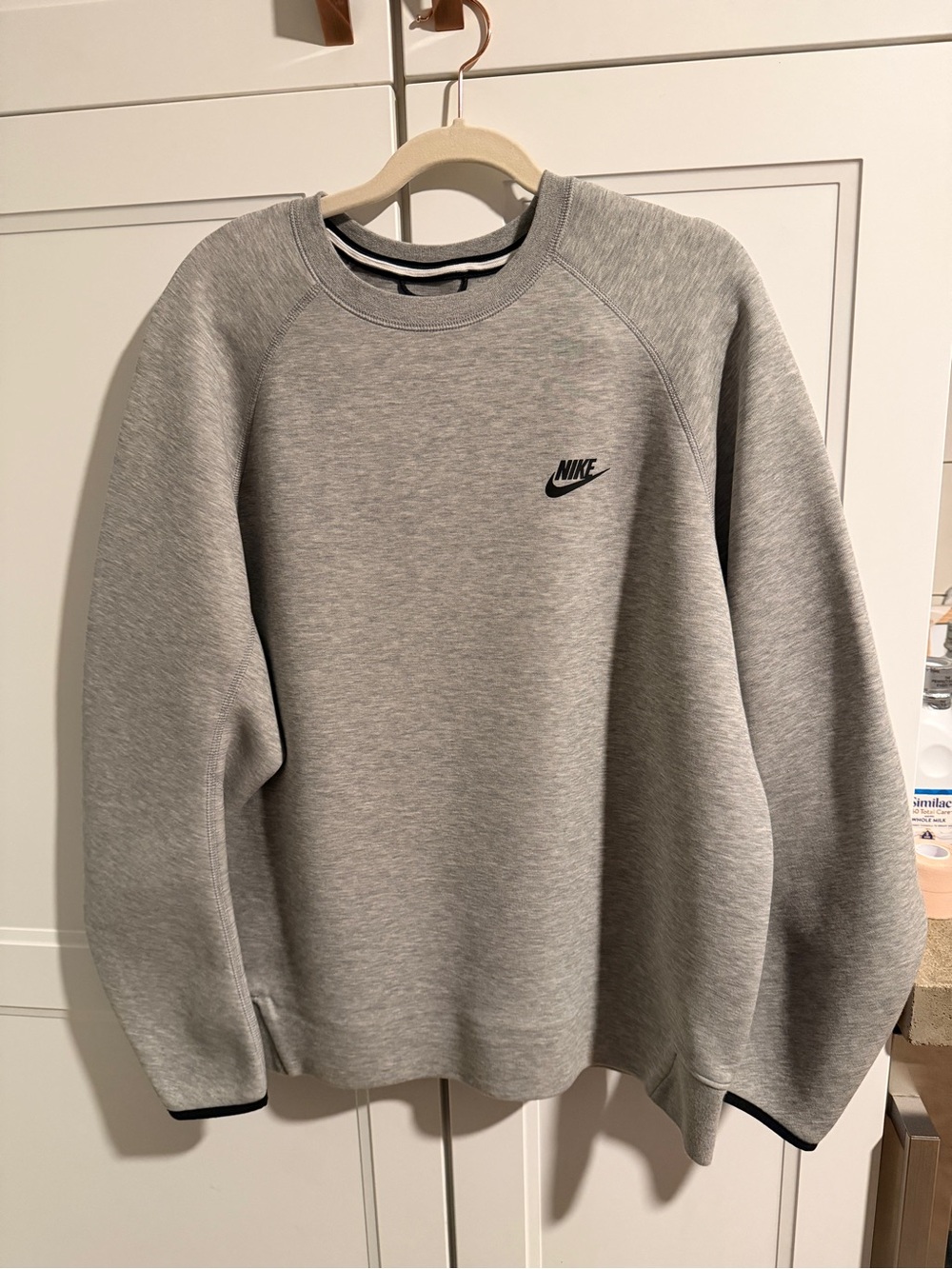 Nike Men’s Tech Fleece Crewneck Sweatshirt - Heather Grey with Black Logo
